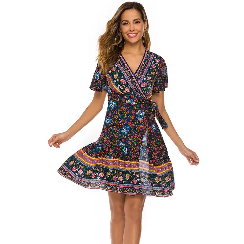 Summer Woman Playsuits Flowers Printed Sexy Off Shoulder Slim Romper Jumpsuit Women Short Sleeve Holiday Beach Playsuit