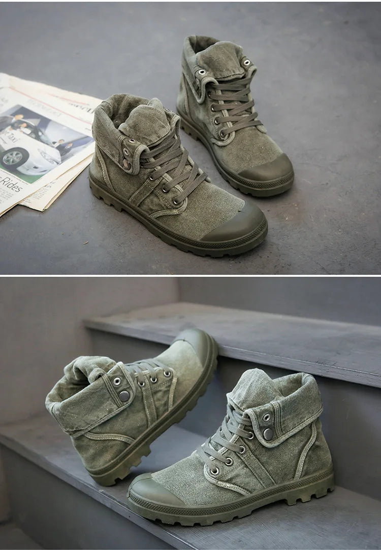 Ankle Boots for Men Sneakers Lace-up Outdoor Men Casual Shoes Flats Breathable Comfortable Canvas Shoes Male Zapatos Hombre