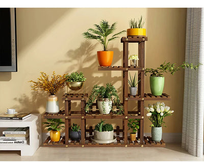 Household Balcony Flower Rack Solid Wood Multi-layer Indoor Outdoor Succulent Pot Rack Living Room Bonsai Hanging Pot Rack Table