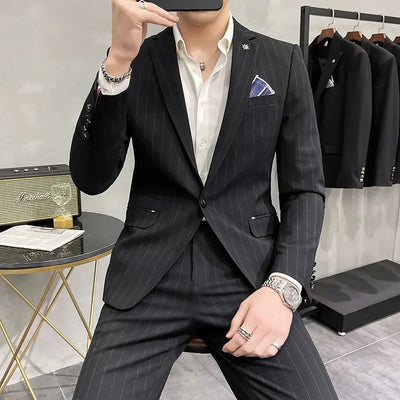High-Quality Two-Piece Groom Wedding Suit Business Casual Banquet Costume for Men Luxury Ensemble with Trousers