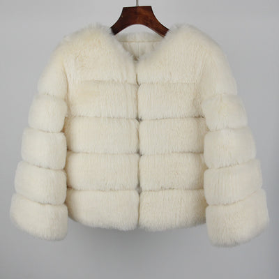 2023 Faux Fur Coat New Luxury Brand Winter Jacket Women Elegant Thick Warm Outerwear Streetwear Fake Fox Rabbit Fur Fashion