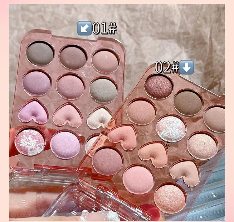Calculator Love Eyeshadow Palette 12 Colors Matte Pearlescent Glitter Non-Flying Powder Earth Color Eyeshadow