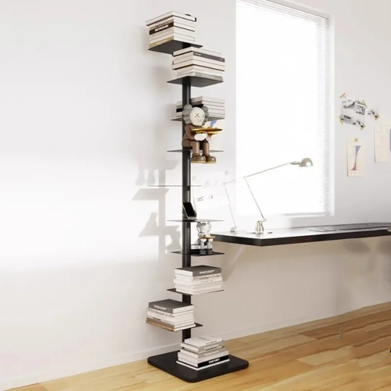 9- Layers Creative Bookcases Iron Rotating Invisible Spiral Bookshelf Living Room Display Shelf Household Corner Room Furniture