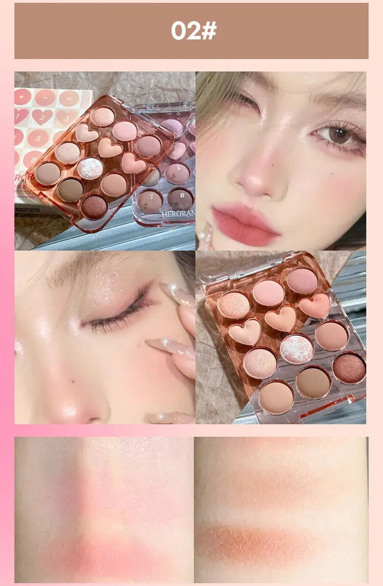 Calculator Love Eyeshadow Palette 12 Colors Matte Pearlescent Glitter Non-Flying Powder Earth Color Eyeshadow