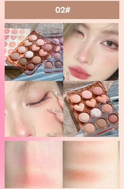 Calculator Love Eyeshadow Palette 12 Colors Matte Pearlescent Glitter Non-Flying Powder Earth Color Eyeshadow