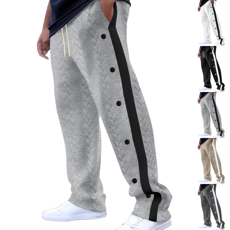Jacquard Single-Breasted Side Stripe Sweatpants