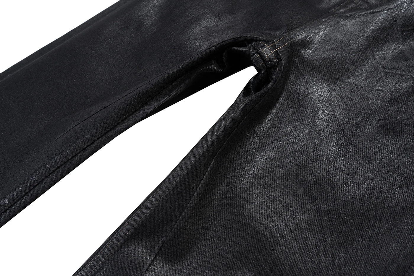 Streetwear Black Wax Leather Strecth Jeans for Men Ropa Hombre Baggy Y2k Flare Pants Oversized Straight Denim Trousers