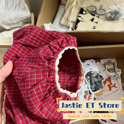 Lace Three-button Plaid Puff Sleeve Short Sleeve T-shirt Women's Summer Sweet Preppy Style Slim Shirt V-neck Short Tops Y2k
