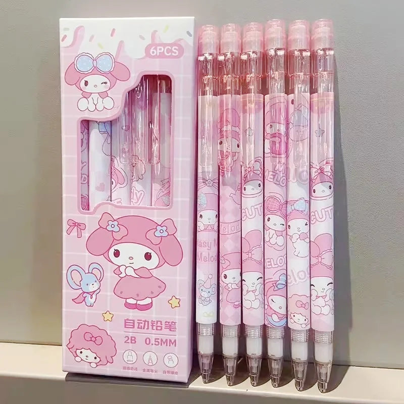 6Pcs/Set Cute Mechanical Pencils 0.5mm 2B Capybara Cartoon Auto Pencil with Eraser for Kids Students School Writing Supplies
