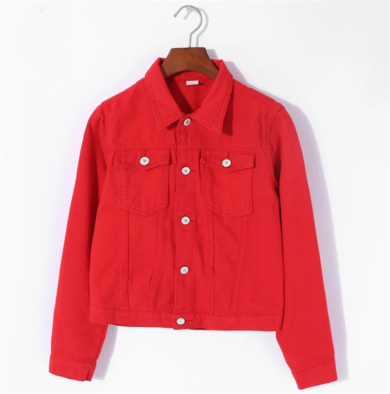 Spring Autumn Women Short Denim Jacket Candy 8 Colors Streetwear Chic Jean Coat Lady Slim Small Outerwear Female casual Tops