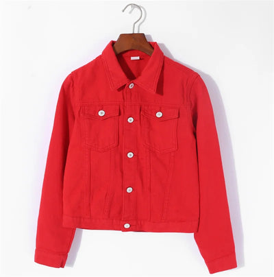 Spring Autumn Women Short Denim Jacket Candy 8 Colors Streetwear Chic Jean Coat Lady Slim Small Outerwear Female casual Tops