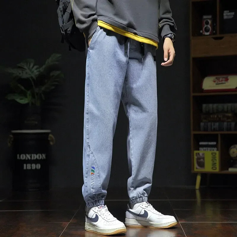 New Style Spring Summer Black Blue Cargo Jeans Men Streetwear Denim Jogger Pants Male Baggy Harem Jean Trousers Large Size M-8XL