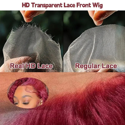 Curly 99J Burgundy 30 Inch Deep Wave 13x4 Lace Front Wig Wet And Wavy Red Colored wigs HD Lace Frontal 100% Human Hair Wigs