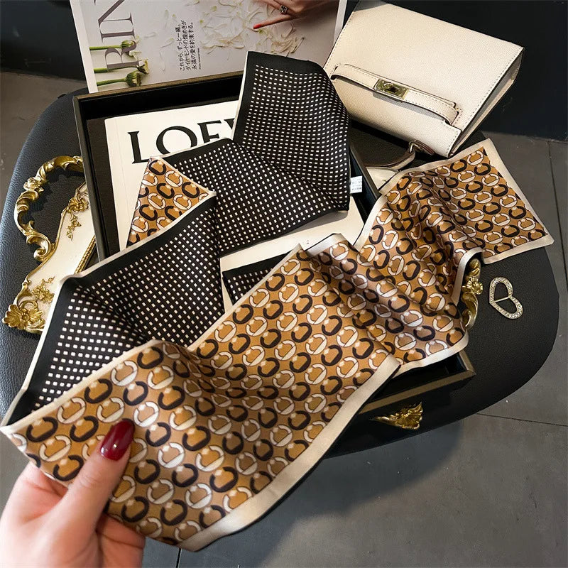 2025 Horse Print Skinny Ribbon Women Scarf Fashoin Hair Hand Wirst Folard Neck Tie Lady Headband Scrunchie Echarpe Silk Scarves
