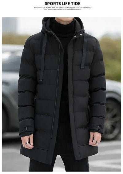 Male Outwear Winter Coats New Slim Fit Jackets Winter Jackets Men Hooded Casual Long Down Jackets Thicker Warm Parkas Size 4XL