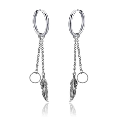 New Punk Stainless Steel Chain Hoop Earrings For Women Men 2023 Trendy Goth Pop Hip Hop Pendants Ear Jewelry Accessories Earring