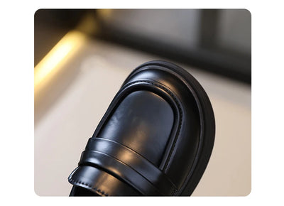 Girls Loafers Round-toe Children Fashion Princess Leather Shoes for Party Wedding Boys Kids Uniform School Shoes Soft All Match