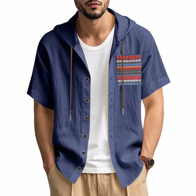 Men s Linen Shirts Casual Short Sleeve V Neck Button Down Pocket Tops Summer Hoodies - Stylish and Comfortable Apparel for Warm