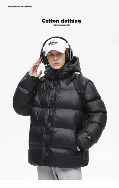 Solid Color with Hoodie Warm Puffer Jackets Padded Cotton Clothes Waterproof Jackets Man Winter Coats Men Hooded Zipper Parkas