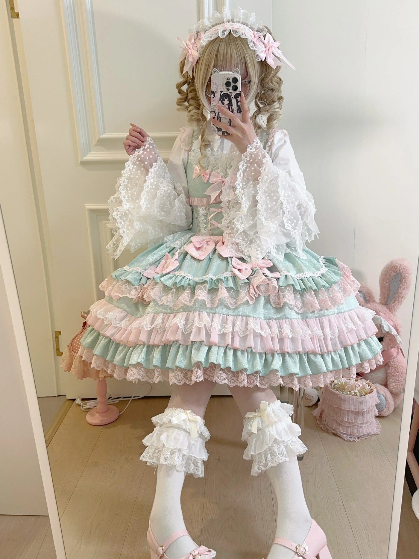 Original Lolita Dress Set Doll Feeling Girl Women's Sweet Jsk Suspender Dress Princess Fairy Lace Bow Sling Cake Dresses