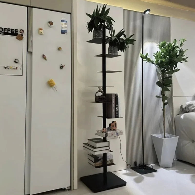 9- Layers Creative Bookcases Iron Rotating Invisible Spiral Bookshelf Living Room Display Shelf Household Corner Room Furniture