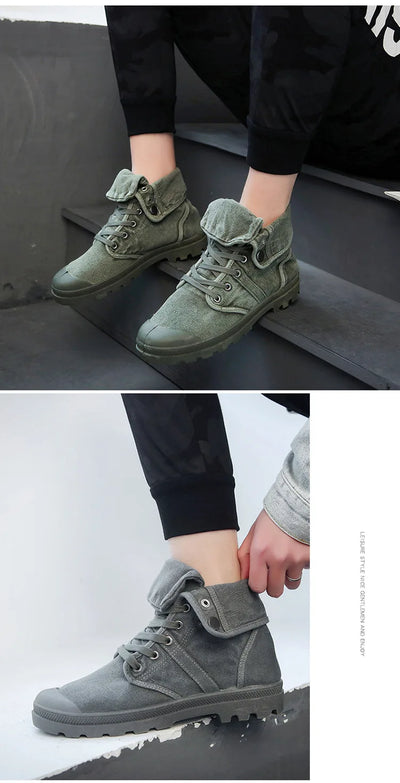 Ankle Boots for Men Sneakers Lace-up Outdoor Men Casual Shoes Flats Breathable Comfortable Canvas Shoes Male Zapatos Hombre
