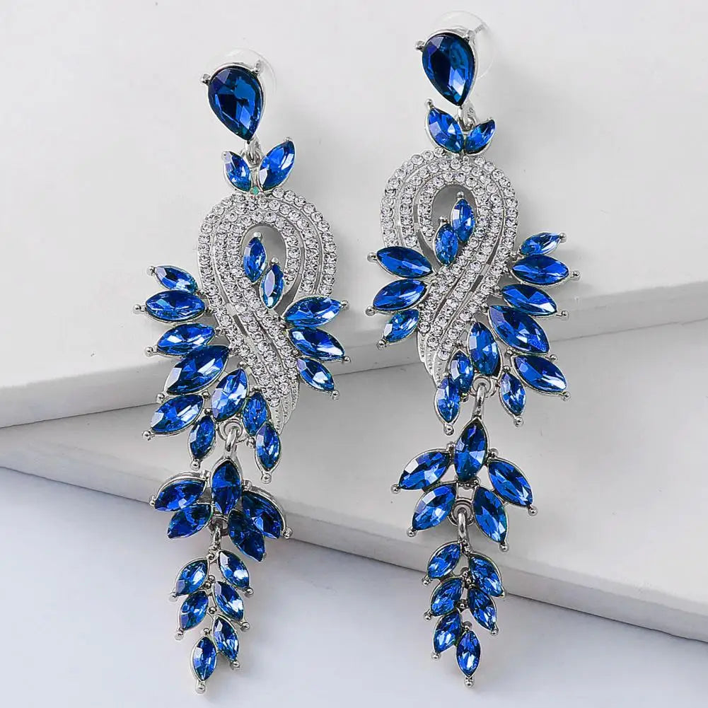1 Pair Geometric Faux Crystal Dangle Earrings - Elegant Long Drop Earrings for Weddings