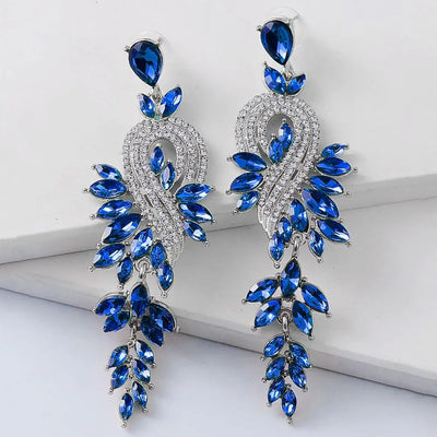 1 Pair Geometric Faux Crystal Dangle Earrings - Elegant Long Drop Earrings for Weddings