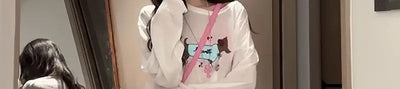 Women's Summer White Sheer Dachshund Print Loose Slim-Fit Long Sleeve T-Shirt Sun Protection Cover-Up Sweet Sexy Casual Lazy Top