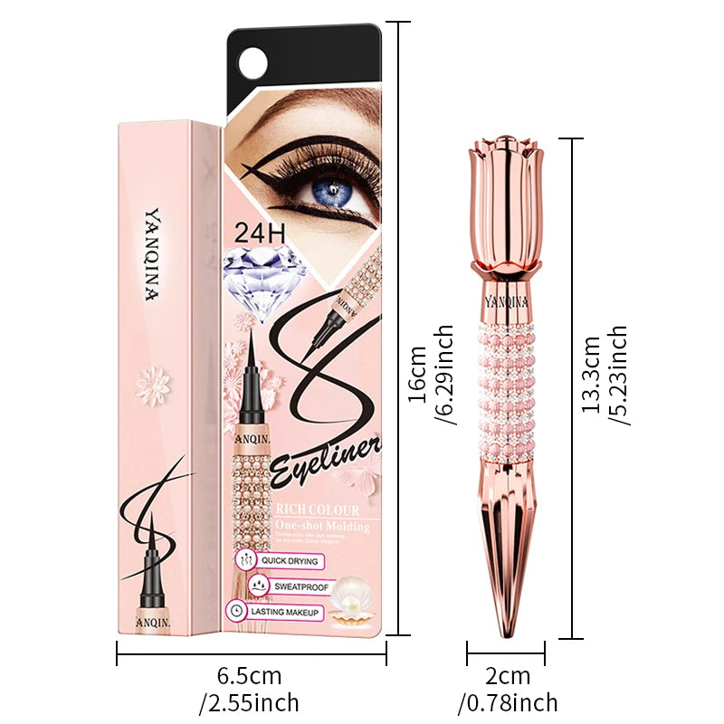 Precision Liquid Eyeliner Pen - Long-lasting, Waterproof, Transfer-proof, Quick-Dry Black Eyeliner with Sparkling Design