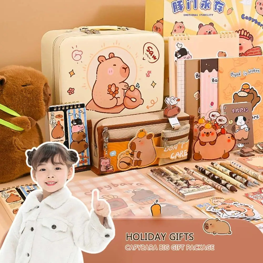 Large Capacity Gift Box Capybara Stationery Set Pencil Case Abundant Back-to-school Gift Kit Cute School Supplies for Students