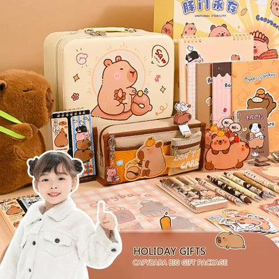 Large Capacity Gift Box Capybara Stationery Set Pencil Case Abundant Back-to-school Gift Kit Cute School Supplies for Students