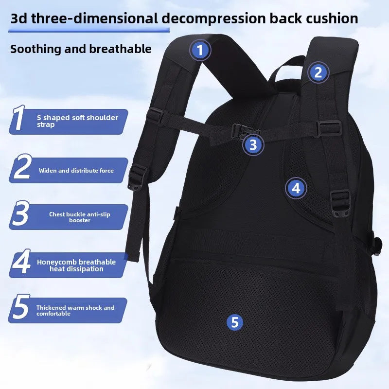 2025 Large capacity men's backpack with astronaut pendant 2 sizes of student school backpacks Student nylon school bags mochilas