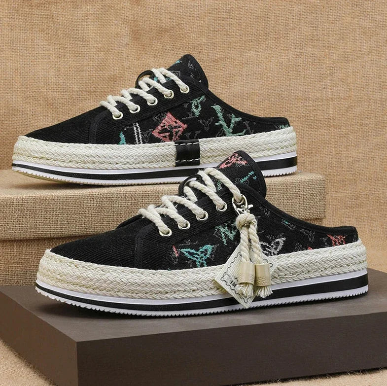 Shoes Summer Mules Half Sandals Man Canvas Slippers for Men Original Designer Luxury High Quality Fashion Rubber Casual Adult