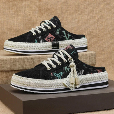 Shoes Summer Mules Half Sandals Man Canvas Slippers for Men Original Designer Luxury High Quality Fashion Rubber Casual Adult