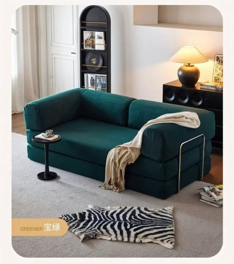 Italian Compressed Soft Sofa Convenient Minimalist Retro Corduroy Sofa Bed Foldable Washable Customizable for Living Room