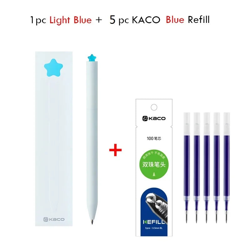 KACO Kawaii Rotate Gel Pens Stationery Caneta 문구용품 0.5MM Black Ink канцелярия Fluent Writing High Capacity for School Office ﻿
