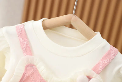 1 2 3 4 5 Years Baby Girls Princess Dress Spring Autumn Patchwork Fake Two Pieces Long Sleeve Dress For Girls Sweet Party Dress