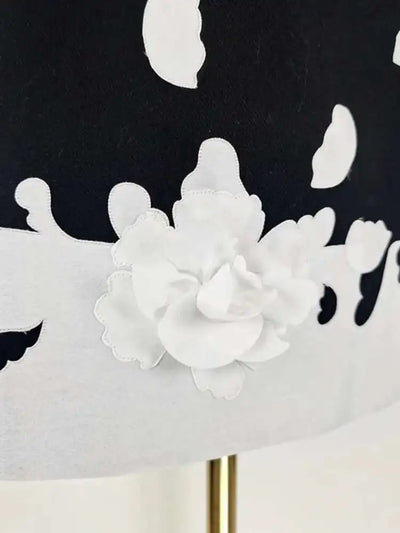 QMQA Fashion Women's Elegant Dress 3D Floral Contrast Color Collar Splicing High Waist Long Sleeve Party Dress Autumn New 1A399