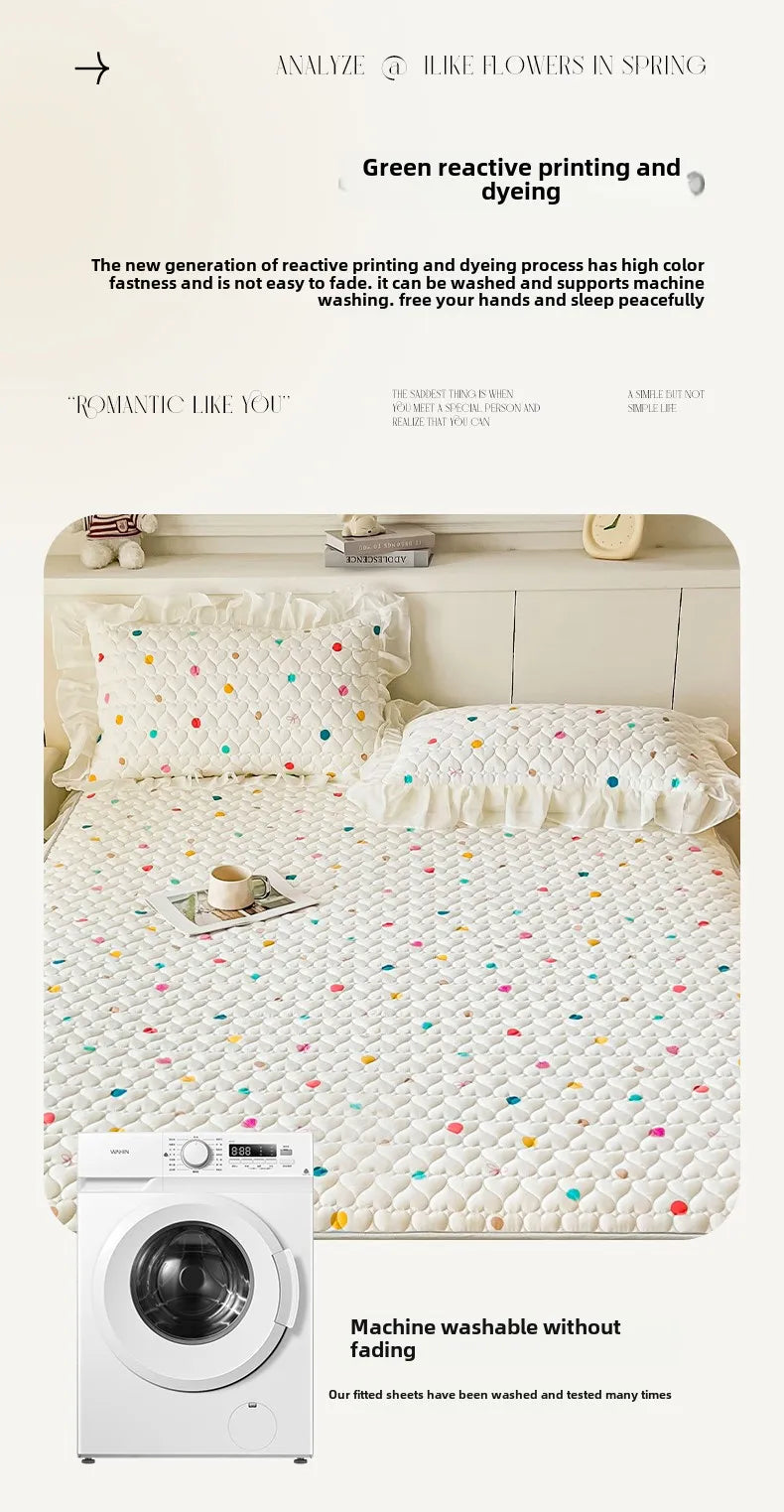 2025 New Single Bed Hat Korean Lace Bed Sheet Cover Chiffon Princess Wind Ins Cotton Four Seasons Bedspread Protective Cover