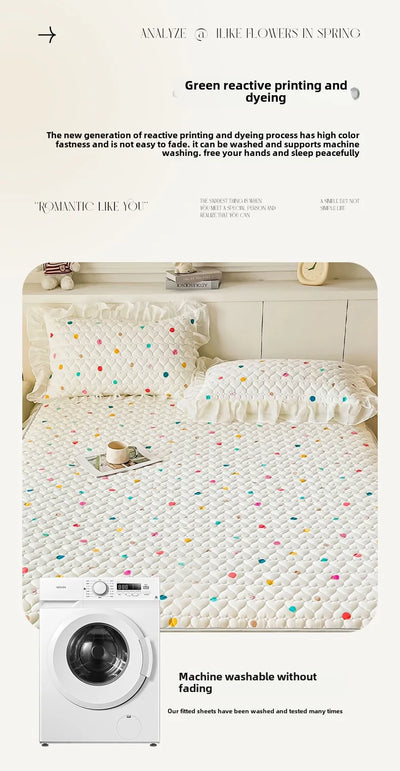 2025 New Single Bed Hat Korean Lace Bed Sheet Cover Chiffon Princess Wind Ins Cotton Four Seasons Bedspread Protective Cover