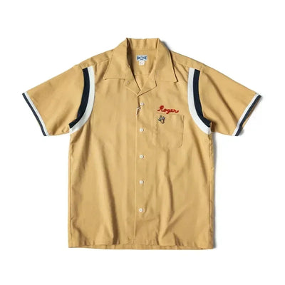 Non Stock Retro Bowling Shirt For Men Embroidery Rockabilly Hawaiian Beach Camp Shirt