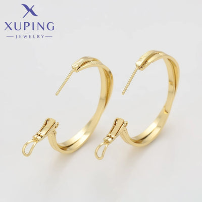 Xuping Jewelry New Arrival Trendy Fashion Серьги Light Gold Color Hoop Earrings for Women Girl Party Gift X001019741