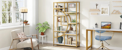 Bookshelf Industrial 5 Tier Etagere Bookcase, Freestanding Tall Bookshelves Display Shelf Storage Organizer