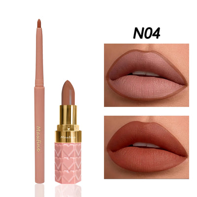 Velvet Matte Lip Liner Lipstick Pen Set Waterproof Long Lasting Sexy Red Contour Tint Lipstick Non-stick Cup Lipliner Pen Makeup