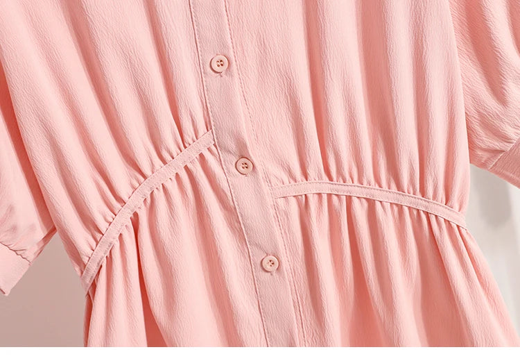 Plus Size Polo Shirt Women Summer 2025 New Korean Style Large Size Loose Chiffon Blouse Women Slim Waist Casual Tops Female