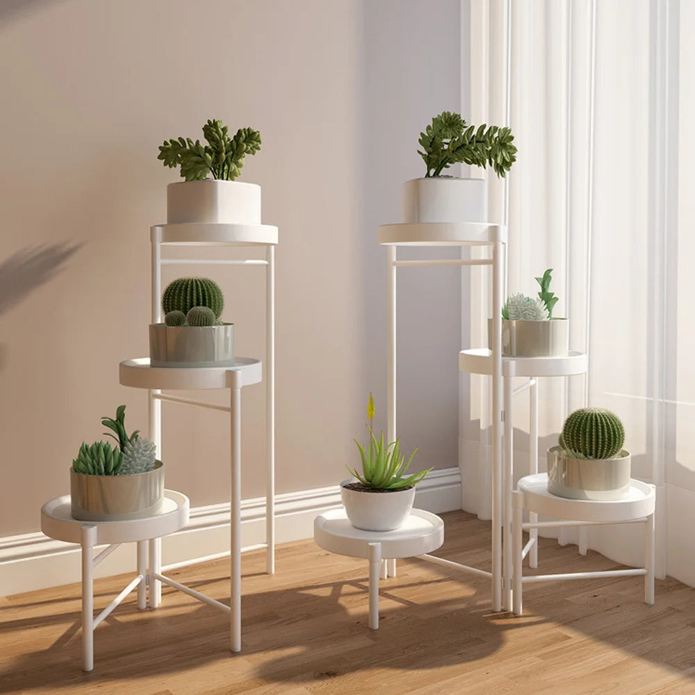 Foldable Corner Plant Stand Indoor Outdoor Tiered Plant Shelf Foldable Flower Holder Display Rack for Garden Patio Balcony