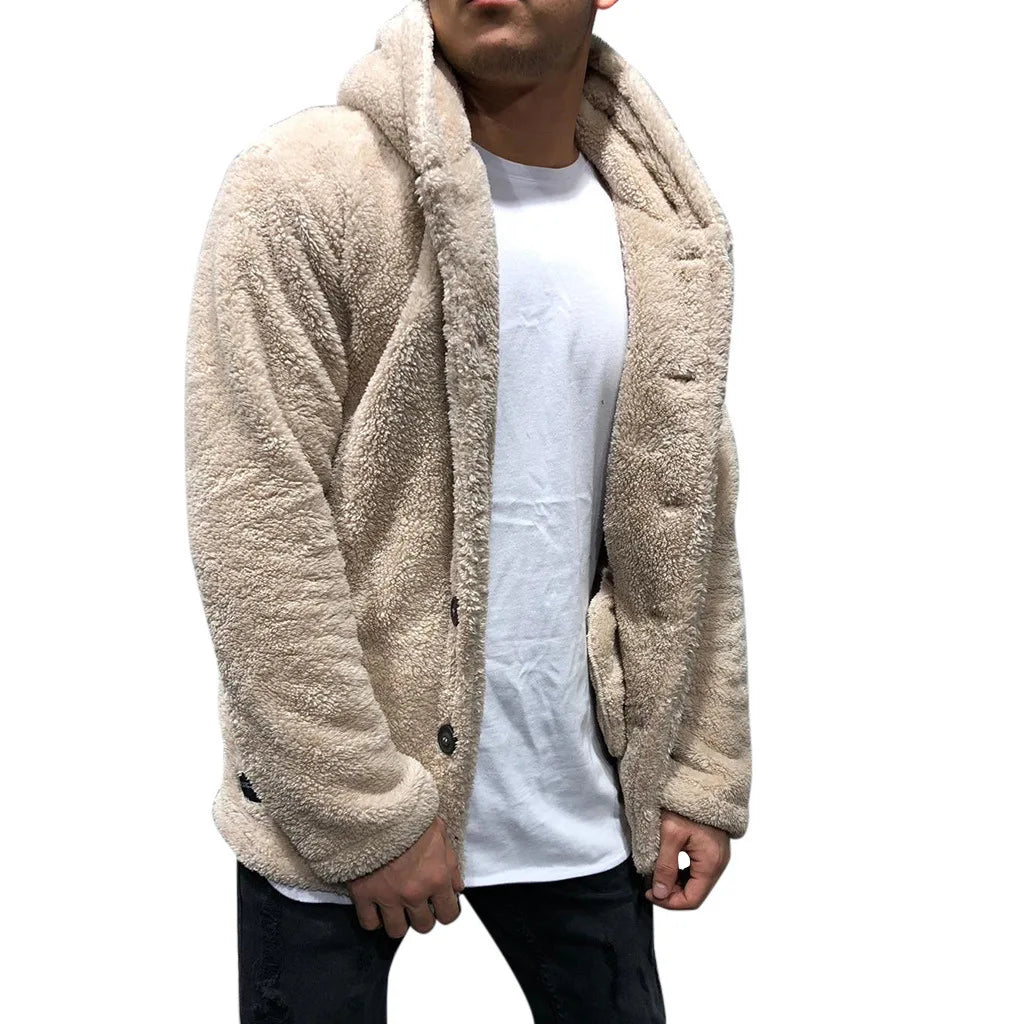 Autumn Winter Hoody Sweatshirt Coats Casual Male Long Sleeve Solid Color Fleece Hoodie Cardigan Coat Outwear FYY-1028