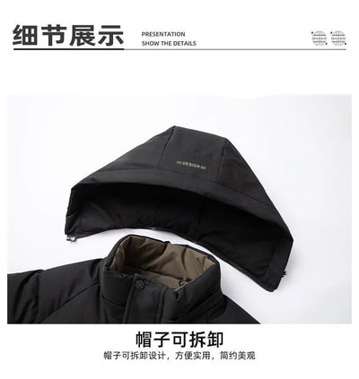 2024 Autumn and Winter New Fashion Trend Thick Warm Hooded Cotton-Padded Jacket Men's Casual Loose Comfortable Plus Size Coat
