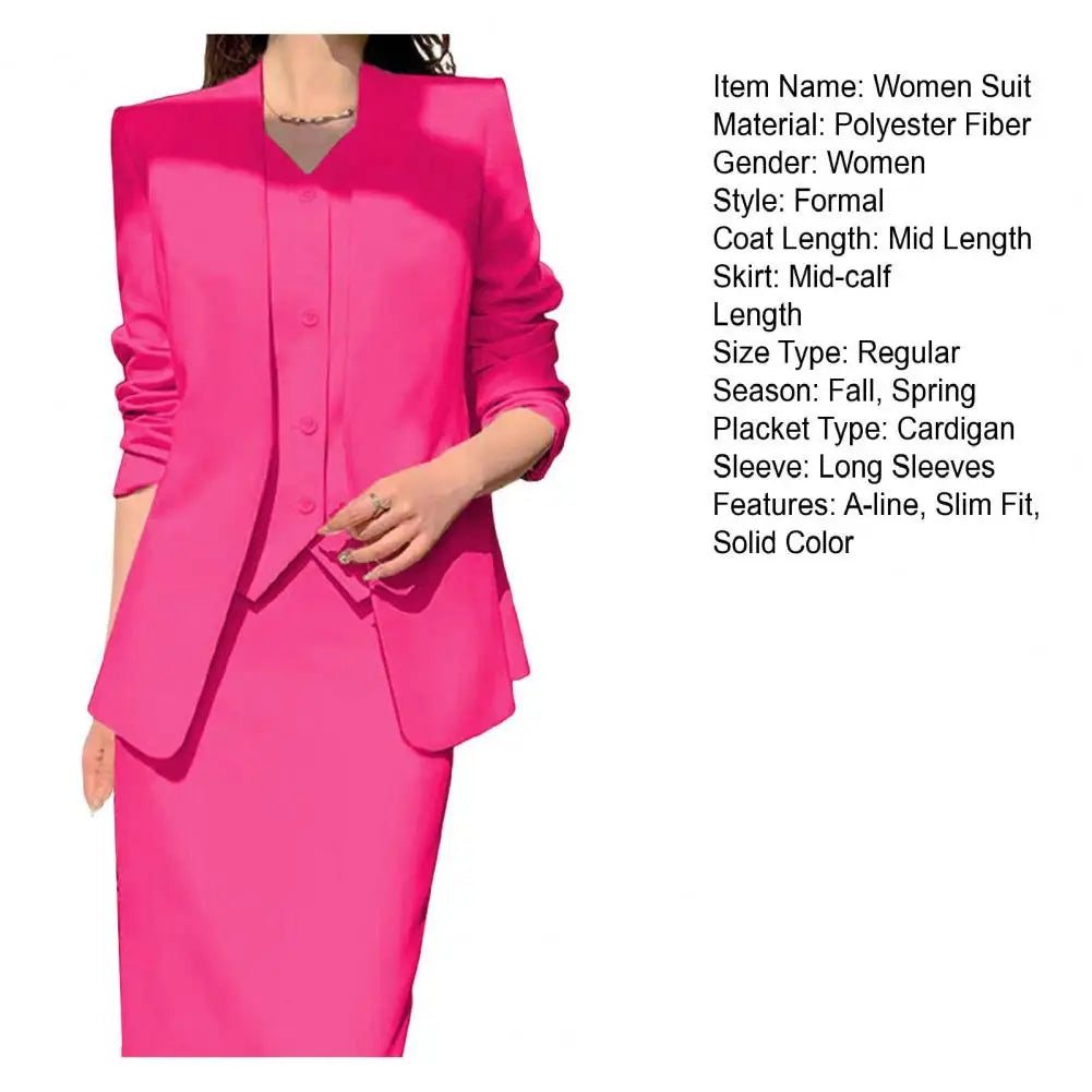 Women Suit Coat Skirt Set Elegant Office Lady Business Suit Coat Midi Skirt Set Women OL Commuting Lady High Waist Skirt Suit